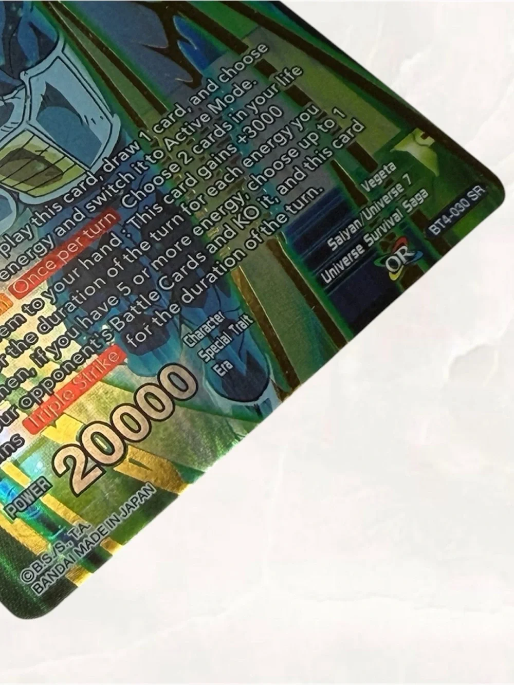Dragon Ball Super Card Game At All Costs Vegeta BT4-030 SR Foil NM